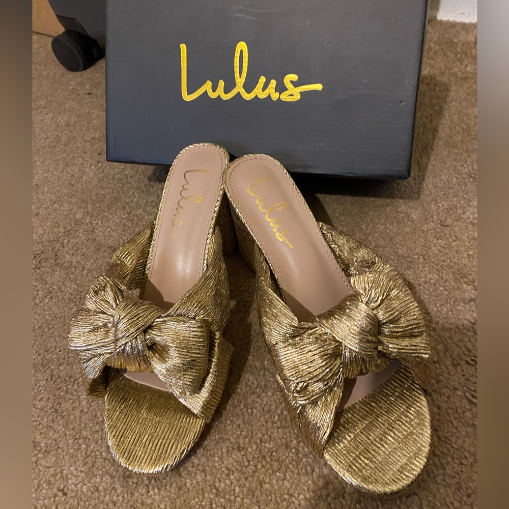 Lulus Gold Women's Bow Mules